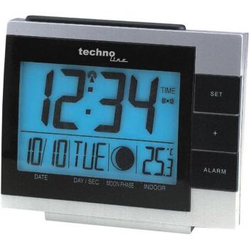 Despertador Radio Technoline, Plata y Negro, 11.8x5x10 cm