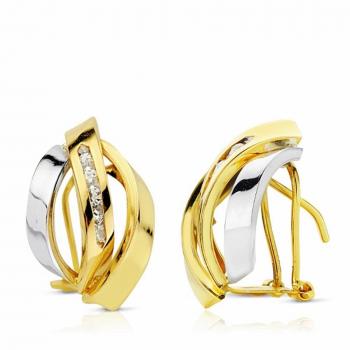 Pendiente de oro 18K bicolor Inmaculada Romero con circonitas Omega