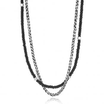 Collar Doble Beat Viceroy de Acero con Ágata Negra