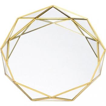 Bandeja de almacenamiento de metal y vidrio dorado