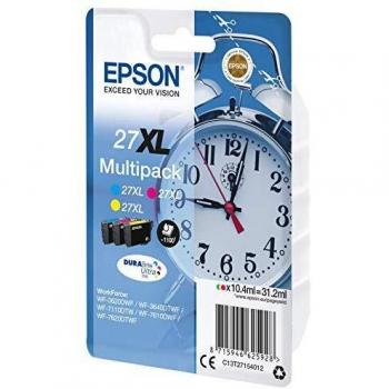 Epson Sveglia Serie 27XL, DURABrite Ultra Ink, Multipack 3 colori, Ciano, Magenta, Giallo, Formato XL