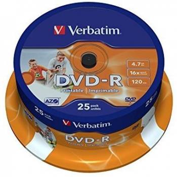 DVD-R Verbatim 16x 4.7 GB stampabile Spindle Case