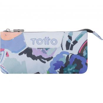 Estuche escolar Totto de tres compartimentos con diseño de lienzo floral