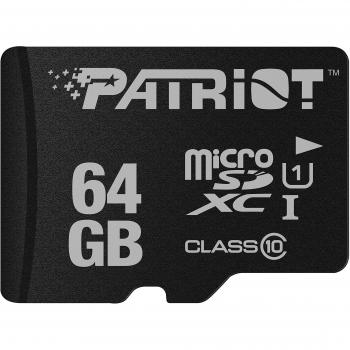 Memoria MicroSDXC da 64 GB Patriot Serie LX con Adattatore SD, Velocità fino a 90 MB/s, Classe 10, UHS-I 3.0