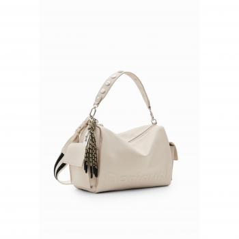Bolso de mano Desigual crudo con logo
