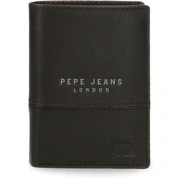 Pepe Jeans. Cartera de piel Kingdom vertical con monedero Negro