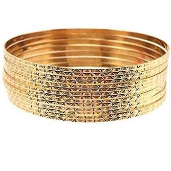 Pulsera semanario oro 18k mujer 6.5 mm siete aros detalles tallados