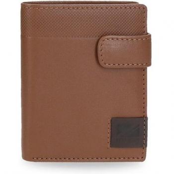 Cartera de piel Pepe Jeans Topper con cierre de click marrón