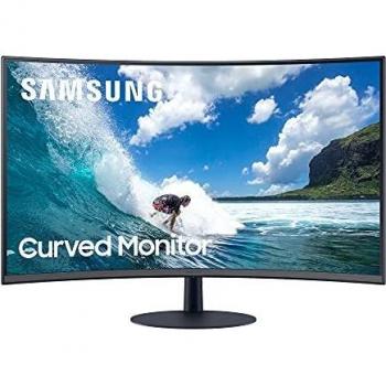 Samsung T55 (C27T550) Curved Monitor, 27 inch, Full HD 1920x1080, VA Panel, Refresh Rate 75Hz, Response Time 4ms, Freesync, HDMI/Display Port/D-Sub Inputs with Integrated Speakers, Eye Saver Mode and Flicker Free