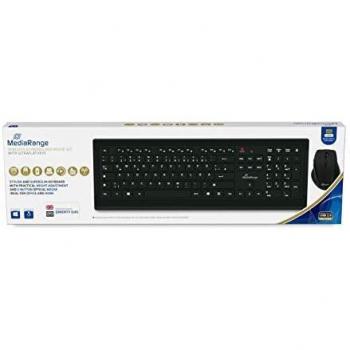 Set tastiera e mouse wireless QWERTY Media Range layout inglese nero MROS104-UK