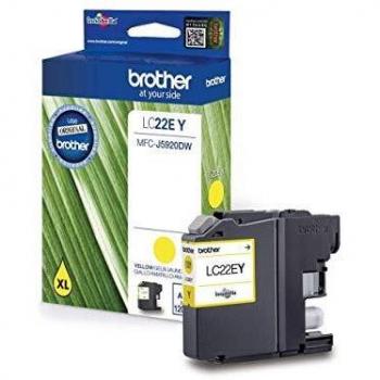 Brother LC22EY Cartuccia InkJet Originale, Alta Capacità, fino a 1200 Pagine, per Stampante MFCJ5920DW, Colore Giallo