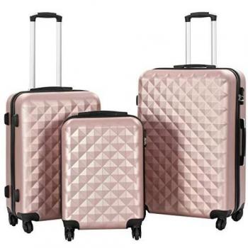 VidaXL Juego de maletas rígidas con ruedas trolley 3 piezas rosa dorado ABS