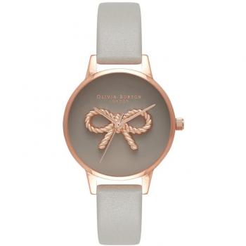 Olivia Burton Reloj Analógico de Cuarzo para mujer con Correa en piel Gris