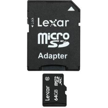 Scheda MicroSDXC Lexar 64GB Class 10 con adattatore nero
