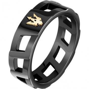 Anillo Maserati Acero Negro con IP Oro Amarillo
