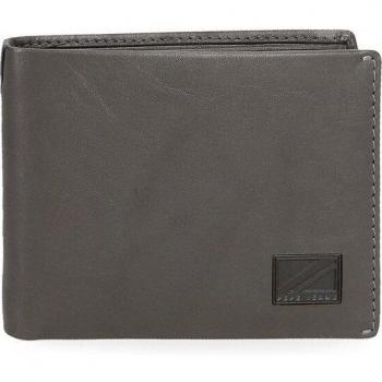 Pepe Jeans. Cartera de piel Marshal con tarjetero Gris