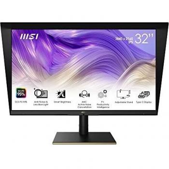 MSI Summit MS321UP Monitor flat 32 pre-calibrato, 3840x2160 (UHD), Pannello IPS, 16:9, 60Hz, HDR 600, HDMI, USB Type C, stand regolabile, VESA
