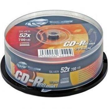 Disco CD-R da 80 minuti con capacità di 700MB e pack di 25 pezzi