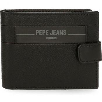 Pepe Jeans. Cartera vertical de piel Checkbox Negro con cierre de clic
