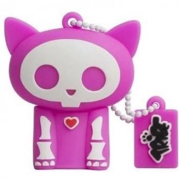 Tribe FD015303 Skelanimals Pendrive 4 GB Simpatiche Chiavette USB Flash Drive 2.0 Memory Stick Archiviazione Dati, Portachiavi, Kit the Cat, Rosa
