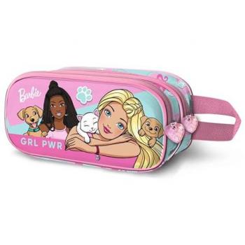 Estuche portátodo doble 3D Barbie Pets Karactermania Rosa