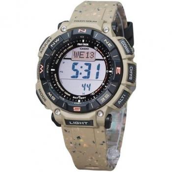 Casio ProTrek PRG-340SC-5 Hombre Reloj Cuarzo, Correa de Silicona, Resistente al Agua hasta 100m, Doble Horario, Cronómetro, Altímetro/Barómetro/Termómetro, Solar