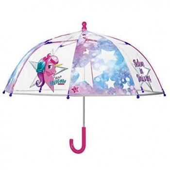 PERLETTI Paraguas Largo Manual Cupula Unicornio Rosa