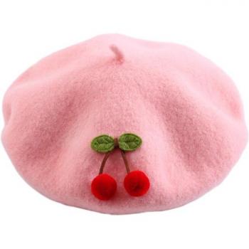 Gorro de lana con pompom color caramelo para niños
