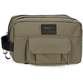 Pepe Jeans Denton Neceser Doble Compartimento Adaptable Verde Caqui 26x16x12 cm