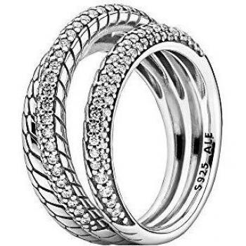 Pandora Anillo Tres Bandas Cadena de Serpiente en Pavé 199083C01 para Mujer