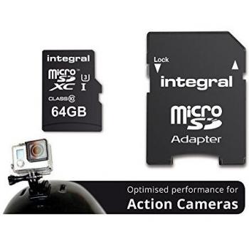 Cartuccia memoria Integral INMSDH32G10-ACTION Ultra High Speed UHS-I U3 32 GB MicroSDHC per videocamera 4K Black 64 go