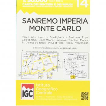 Carte n. 14 San Remo, Imperia, Monte Carlo 1:50.000. Carta dei sentieri e dei rifugi