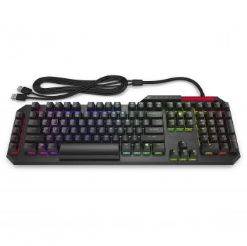 HP Gaming Omen Sequencer Tastiera Ottico Meccanica, Switch Blue, Tempo Risposta 0.2 ms, 5 Tasti Programmabili, Illuminazione RGB, Regolazione Volume Rollover Bar Metallo, Layout Italiano, USB, Nera