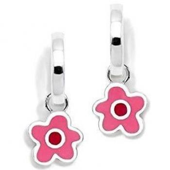 Pendientes de plata Ley 925 Agatha Ruiz de la Prada colección Criollas aros flor fucsia