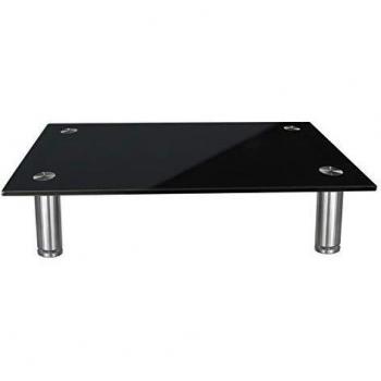 AIMEZO Supporto Monitor in Vetro Supporto Regolabile da Tavolo per Supporti Multimediali Regolabile in Altezza per Computer, Laptop e TV (Nero Vetro)