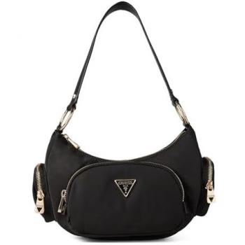 Bolso Guess Eco Gemma negro medialuna con asa para mujer