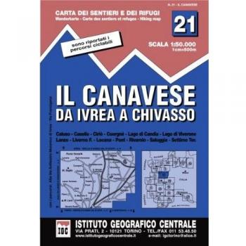 Carta n. 21 Il Canavese 1:50.000. Carta dei sentieri e dei rifugi