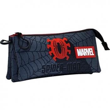 KARACTERMANIA Estuche Portatodo Triple HS Spiderman Sign Negro 22x9.5x8 cm