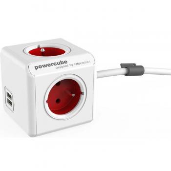 PowerCube Extendido USB Allocacoc 1.5m Rojo