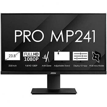 MSI PRO MP241 Monitor Professionale Flat 24, Display 16:9 Full HD (1920x1080), Frequenza 60Hz, Tempo di risposta 7ms, Pannello IPS antiriflesso, collegamenti 1x HDMI e 1x VGA, VESA 75x75mm standard