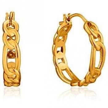 Pendientes Ania Haie plata Ley 925m chapada oro 14k colección Chain Reaction aros cadena alterna 3x1