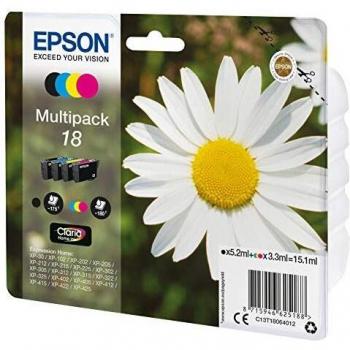 Epson Margherita Serie 18, Claria Home Ink, Multipack 4 Colori, Nero, Ciano, Magenta, Giallo