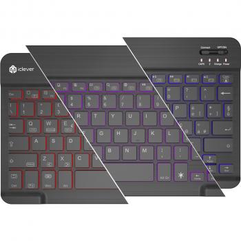 IClever Tastiera Bluetooth Wireless Portatile Slim Universale e retroilluminazione a 7 Colori e luminosità Regolabile per IOS, Android, Tablet Windows e altri dispositivi dotati di Bluetooth (incompatibile con Nook Tablet), Nero, Layout Italiano