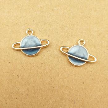 Charm de esmalte Saturno, 10 Uds., 12x16mm, colgante para fabricación de joyas