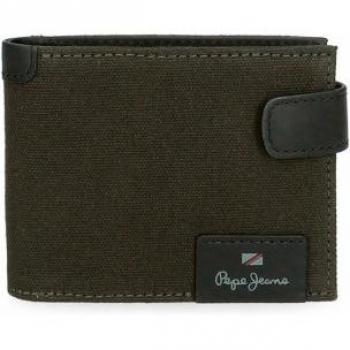 PJL Hilltop Verde Oscuro Cartera de Cuero con Cierre Clic – Pepe Jeans Unisex