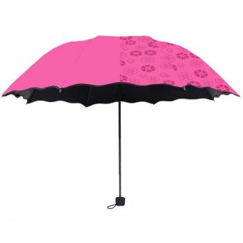 Paraguas portátil para mujer a prueba de viento con flores que cambian de color
